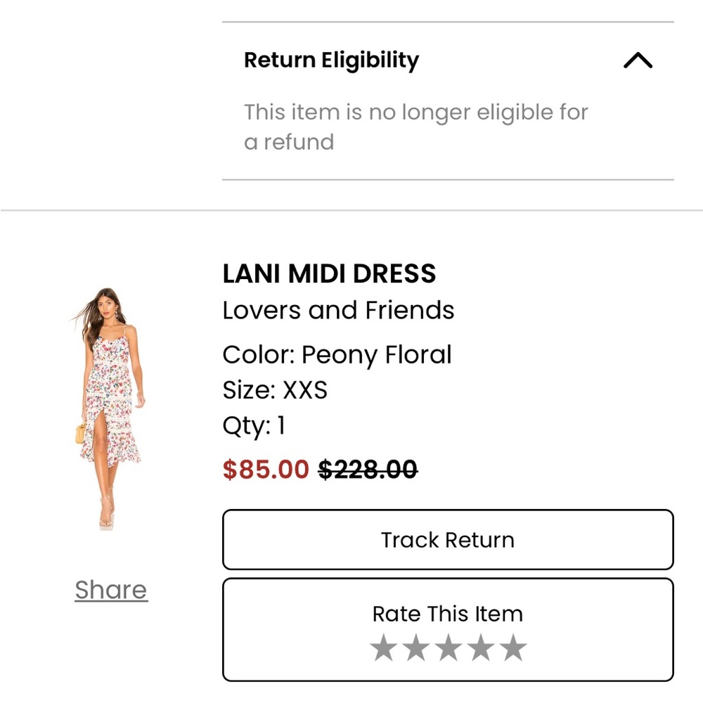 Good as new 🥰 Peony Floral XXS 🌼LANI MIDI DRESS Lovers and Friends - Picture 8 of 13